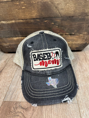 "Baseball Mom" Dark Blue Denim Hat