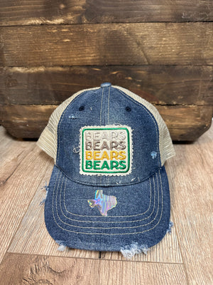 "Bears Bears Bears" Patch Blue Denim Hat