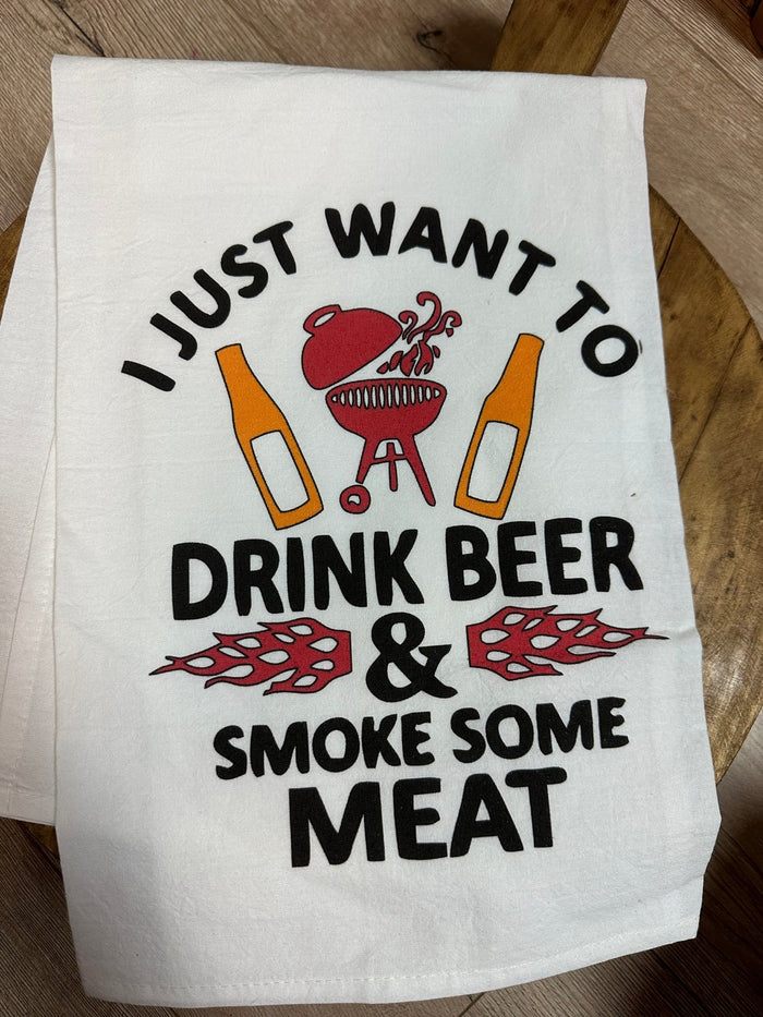 Kitchen Towels- "Drink Beer & Smoke Meat"