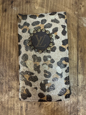 Revamped "Dallas" Notebook (4X7)- Gold Washed Cheetah Cowhide