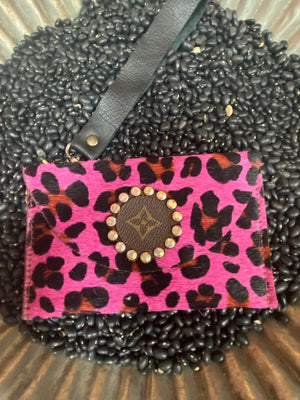 Revamped Small Wallet Wristlet- Pink Cheetah
