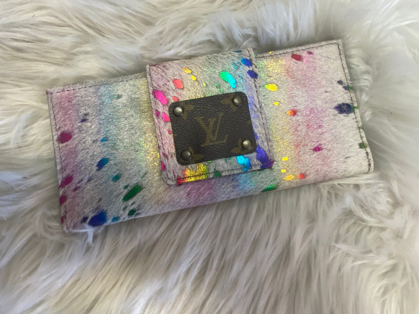 Revamped Rush Wallet- Rainbow Acid Wash Cowhide – The Silver Strawberry
