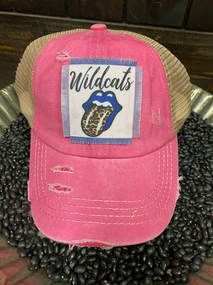 "Wildcat Cheetah Tongue" Pink w/ Cream Mesh Hat