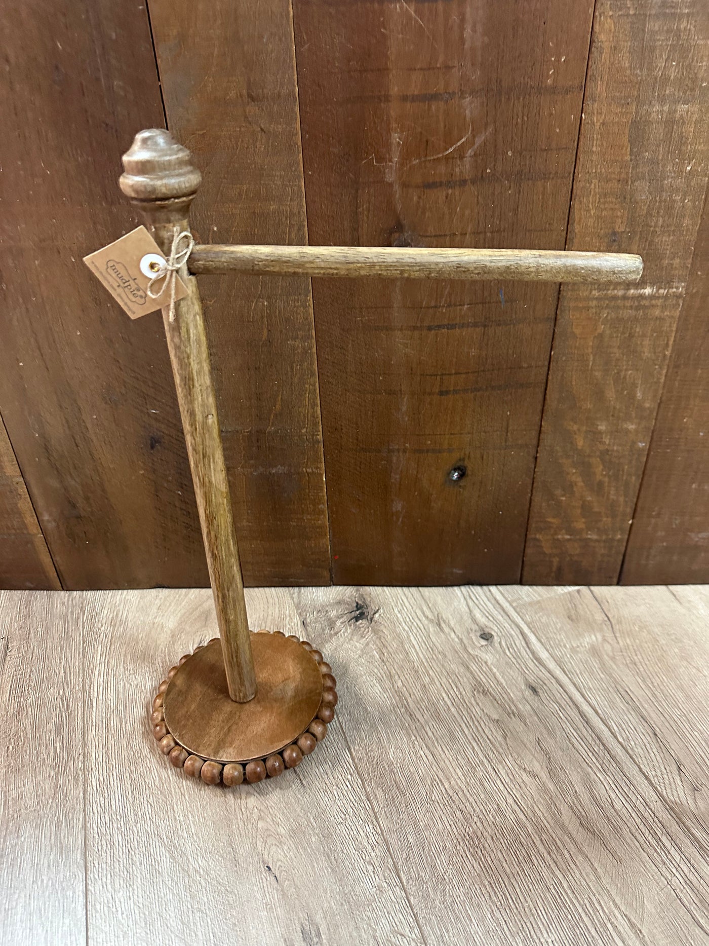 Mud Pie, Brown, Wood Beaded Paper Towel Holder, 16