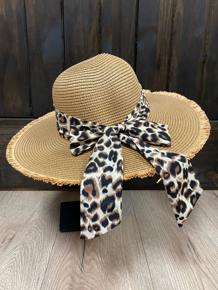Floppy Hat- Tan w/ Cheetah