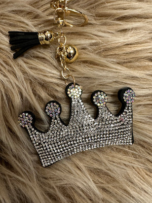 Rhinestone Cowgirl Keychain- Black Crown