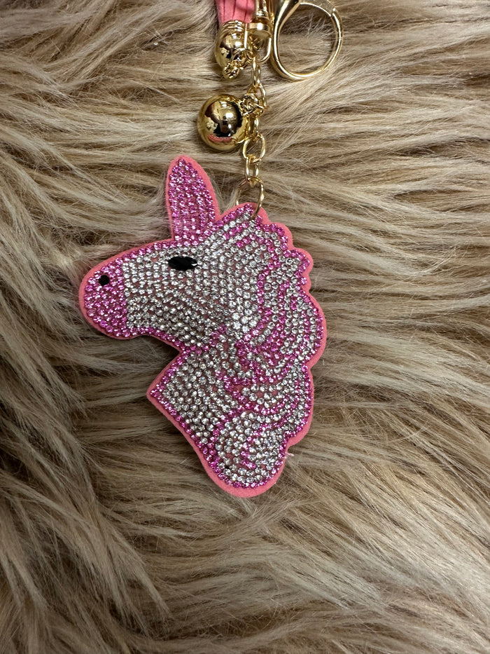 Rhinestone Cowgirl Keychain- Pink Unicorn