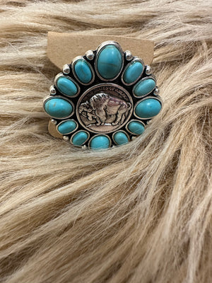 Fashion Rings- "Buffalo Coin" Turquoise