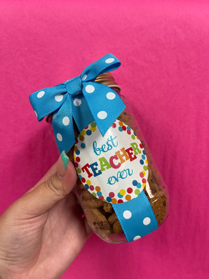 "Oh Sugar" Cookies In A Jar- "Best Teacher Ever": Blue Polka Dots
