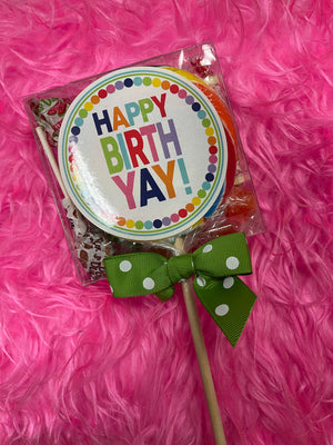 "Oh Sugar Candy" Mix Up Pop- "Happy Birthday": Green Polka Dots