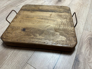 Tabletop Trays- Square Stained Wood W/ Handle
