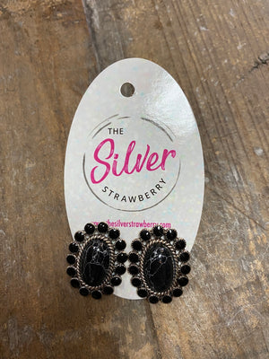 Fabulous Stud Earrings- Small Black Blossom