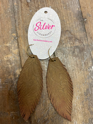 Handmade Honeys- Brown Tooled Feathers