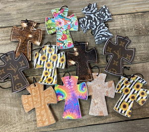 Cross Shaped Leather Air Freshener Tags