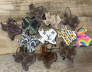 Texas Shaped Leather Air Freshener Tags