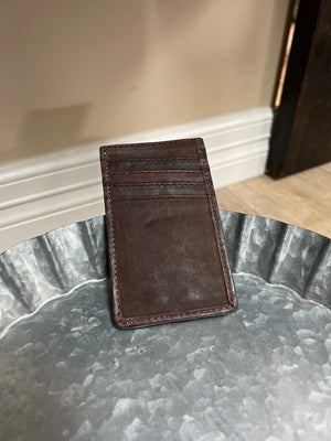 Men's Accessories- Brow Leather Clip Wallet